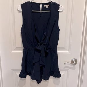 Blue front tie up romper